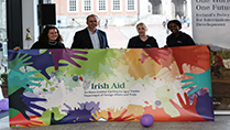 MOS Joe McHugh with Irish Aid staff at the 2016 Irish Aid Volunteering Fair in Dublin Castle